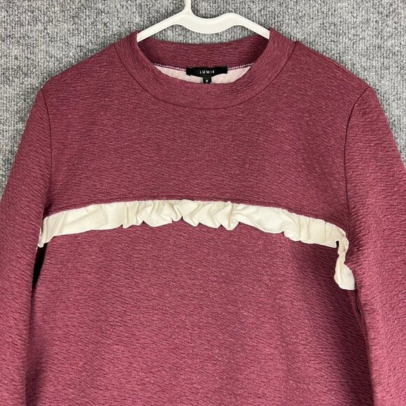 NWT Lumie Woemen's Burgundy Ruffle‎ Flare Sleeve Sweater SZ M - Picture 2 of 8